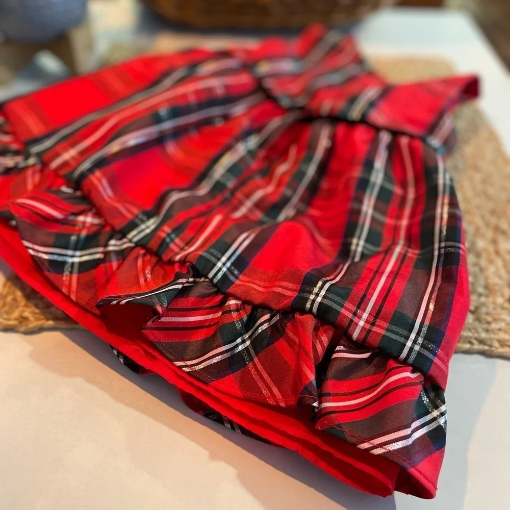 Festive Little Girls Red Plaid Holiday Dress